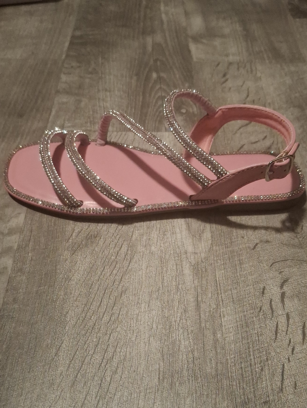 Women's Pink Rhinestone Strappy Sandals Top Moda Size 7 1/2